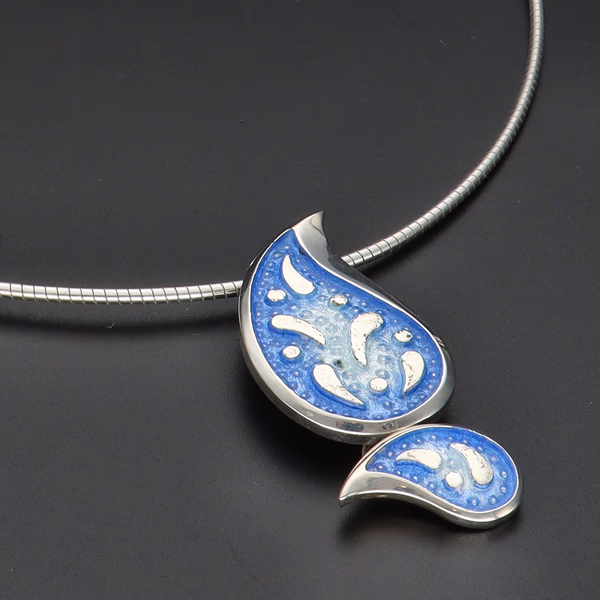 Sheila Fleet Paisley Enamel Necklace