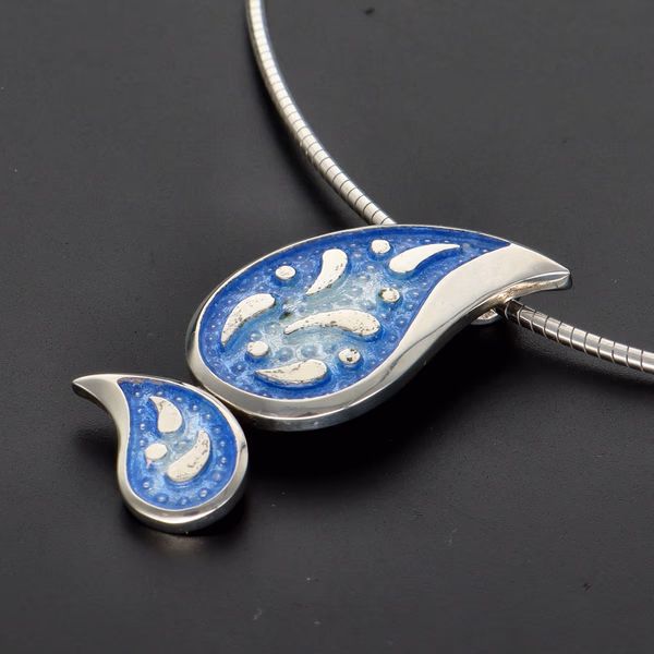 Sheila Fleet Paisley Enamel Necklace