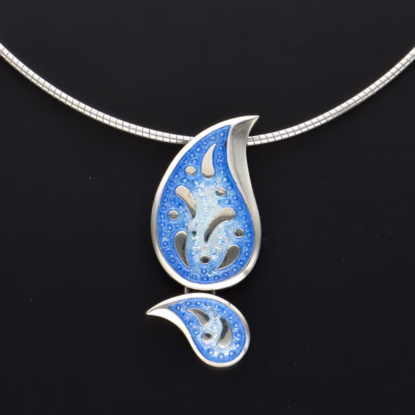 Sheila Fleet Paisley Enamel Necklace