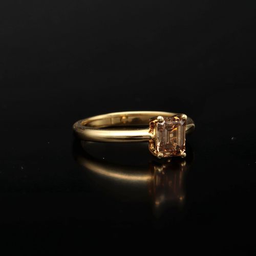 18ct Gold Cognac Diamond Solitaire Ring image-1