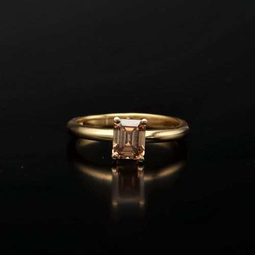 18ct Gold Cognac Diamond Solitaire Ring image-2