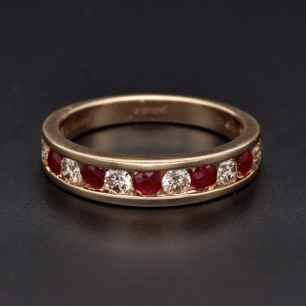 9ct Yellow Gold Ruby & Diamond Eternity Ring