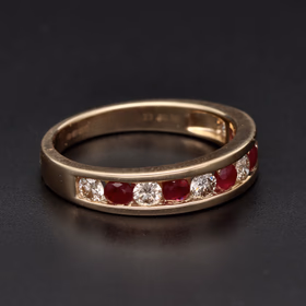 9ct Yellow Gold Ruby & Diamond Eternity Ring