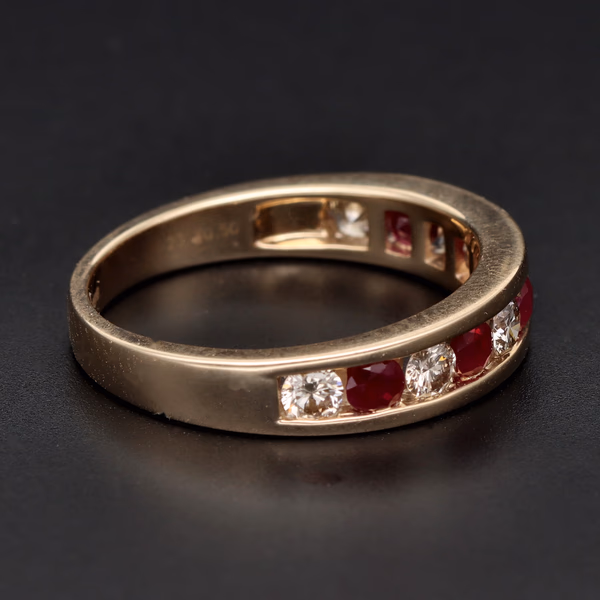 9ct Yellow Gold Ruby & Diamond Eternity Ring