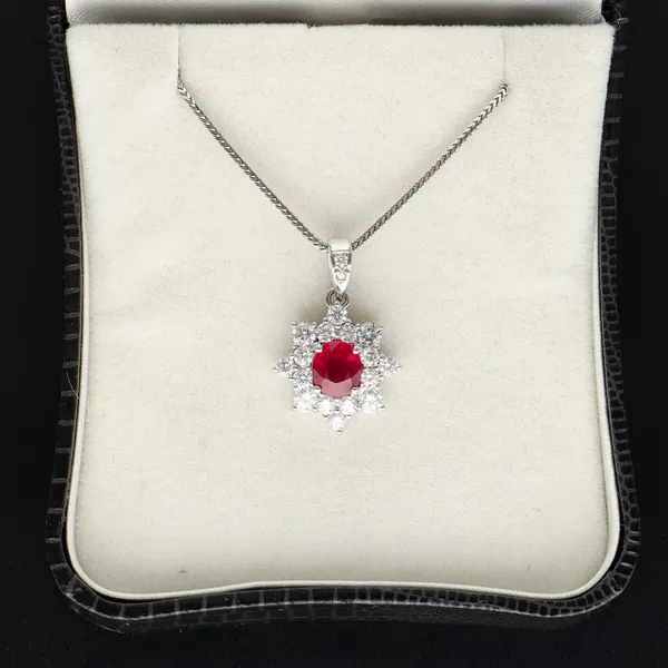 18ct Gold Burmese Ruby and Diamond Pendant