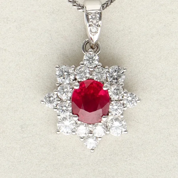 18ct Gold Burmese Ruby and Diamond Pendant