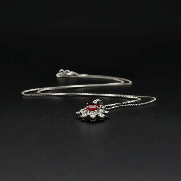 18ct Gold Burmese Ruby and Diamond Pendant