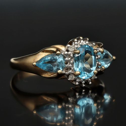 Gold Topaz Diamond Ring image-1