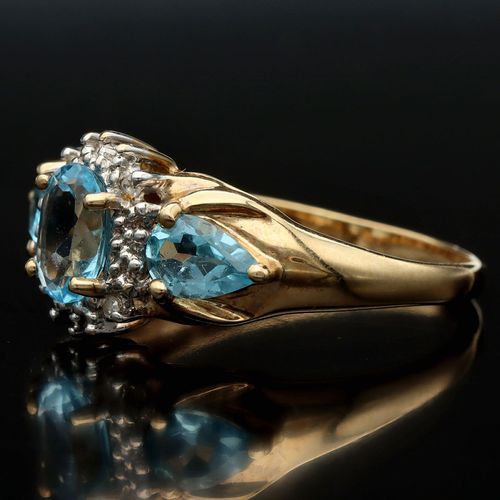 Gold Topaz Diamond Ring image-3