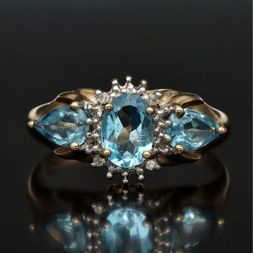 Gold Topaz Diamond Ring image-2