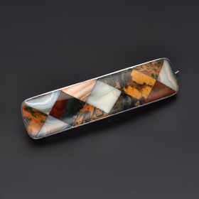 Scottish Agate & Silver Bar Brooch