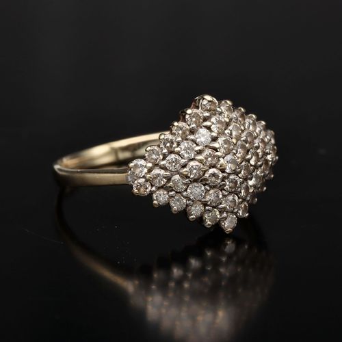 Gold 1ct Diamond Cluster Ring image-1