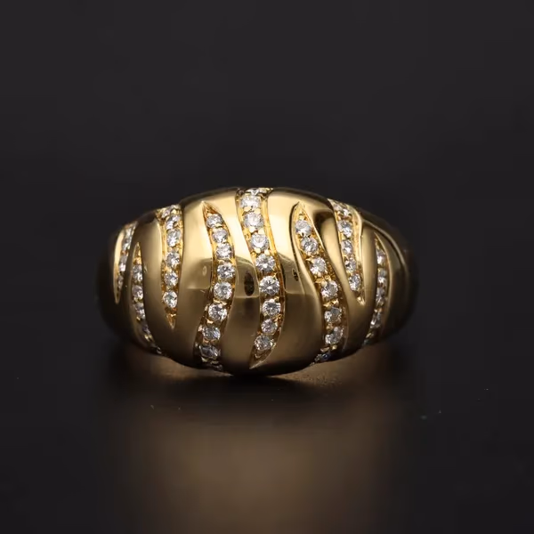 18ct Yellow Gold Diamond Pave Set Hoop Ring