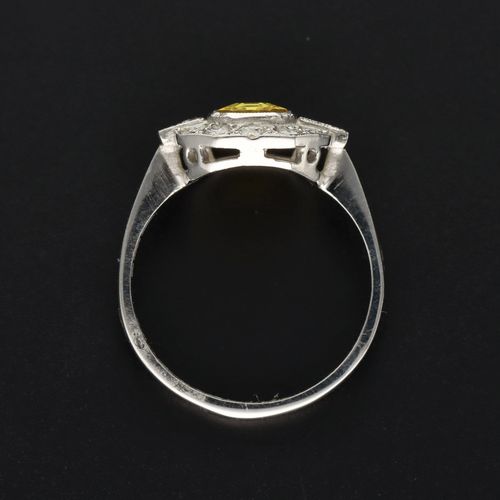 Platinum Yellow Sapphire and Diamond Ring image-5