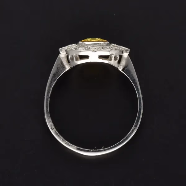 Platinum Yellow Sapphire and Diamond Ring