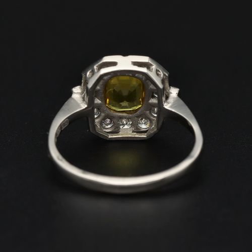 Platinum Yellow Sapphire and Diamond Ring image-6