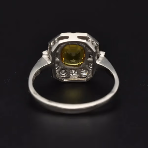 Platinum Yellow Sapphire and Diamond Ring