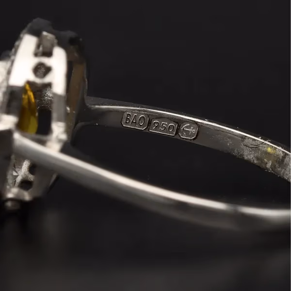 Platinum Yellow Sapphire and Diamond Ring