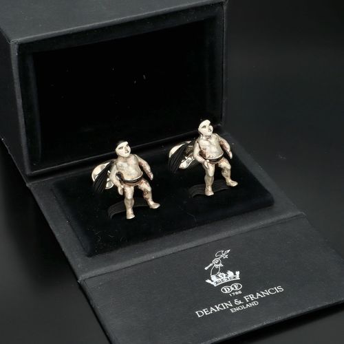 Deakin and Francis Silver and Enamel Wrestlers Cufflinks image-1