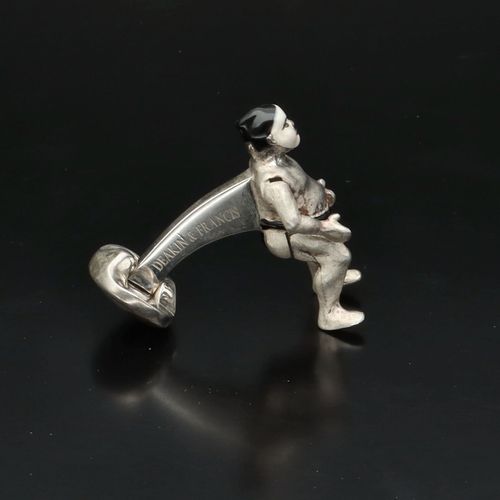 Deakin and Francis Silver and Enamel Wrestlers Cufflinks image-3