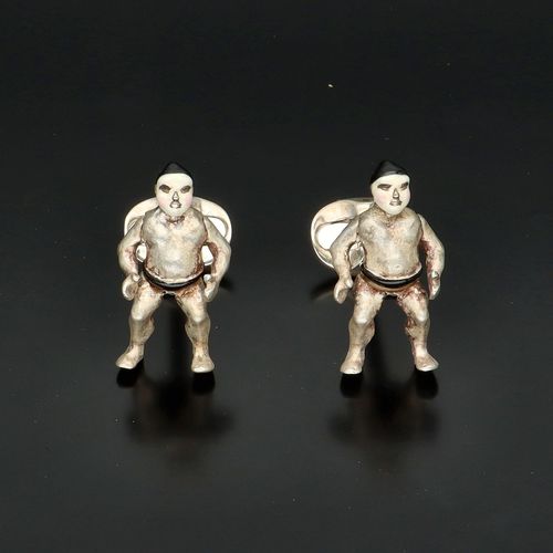 Deakin and Francis Silver and Enamel Wrestlers Cufflinks image-2