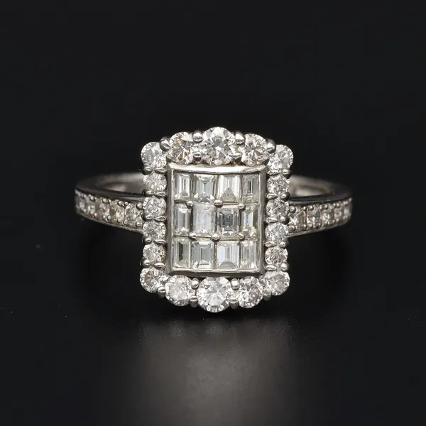 Platinum Baguette & Round Brilliant Cut Diamond Ring