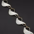 Rare Patterned Norwegian Vermeil Sterling Silver and White Guilloche Enamel Bracelet