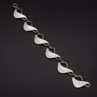 Rare Patterned Norwegian Vermeil Sterling Silver and White Guilloche Enamel Bracelet