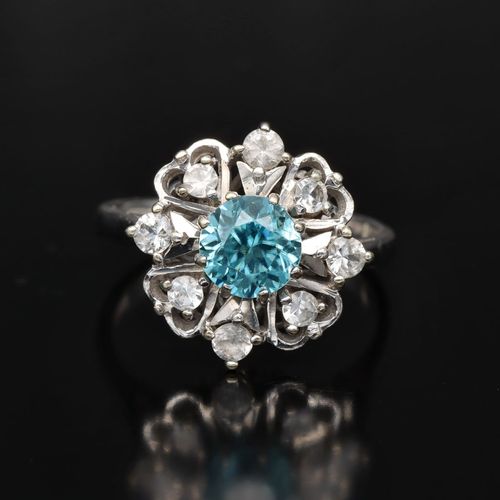 9K Gold Topaz and Diamond Cluster Ring image-2