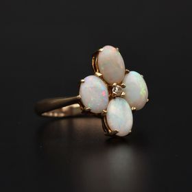 Retro Gold Opal Diamond Ring. Birmingham 1976