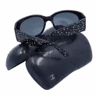 Chanel 5076-H Black Rhinestone Logo Wraparound Sunglasses