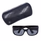 Chanel 5076-H Black Rhinestone Logo Wraparound Sunglasses