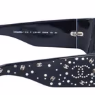 Chanel 5076-H Black Rhinestone Logo Wraparound Sunglasses
