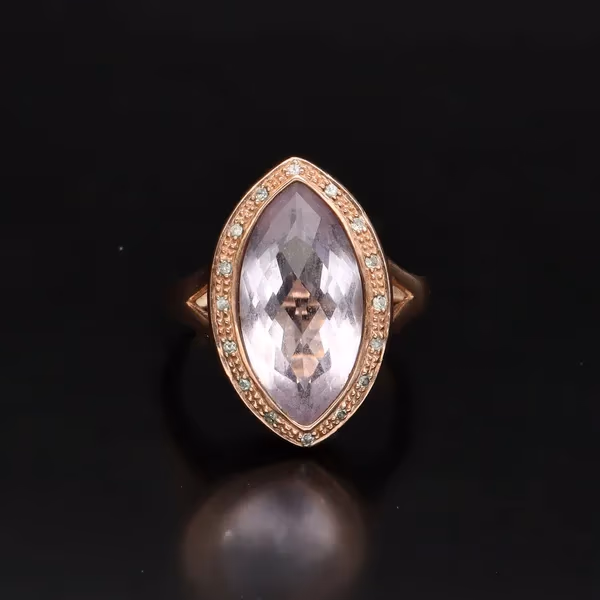 Vintage 9ct Gold Amethyst and Diamond Ring