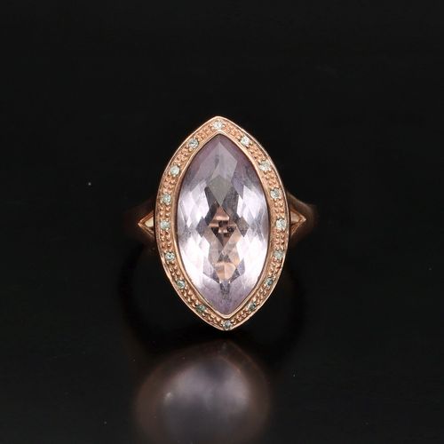 Vintage 9ct Gold Amethyst and Diamond Ring image-2