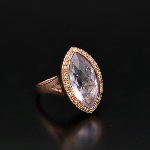 Vintage 9ct Gold Amethyst and Diamond Ring image-1