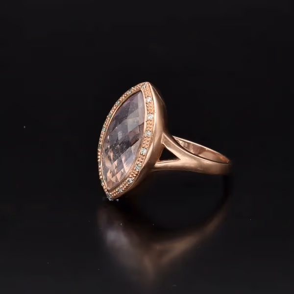 Vintage 9ct Gold Amethyst and Diamond Ring