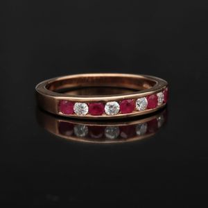 9ct Rose Gold Ruby and Diamond Half Eternity Ring