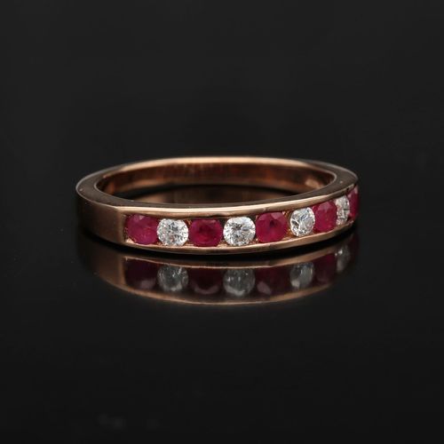 9ct Rose Gold Ruby and Diamond Half Eternity Ring image-1