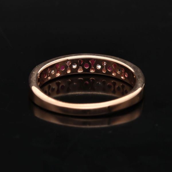 9ct Rose Gold Ruby and Diamond Half Eternity Ring