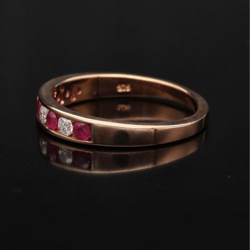 9ct Rose Gold Ruby and Diamond Half Eternity Ring image-3