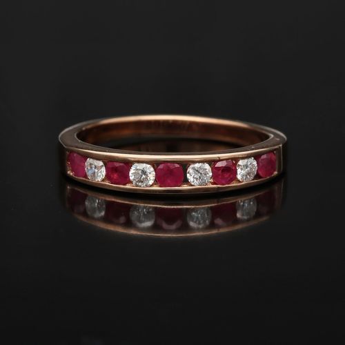 9ct Rose Gold Ruby and Diamond Half Eternity Ring image-2