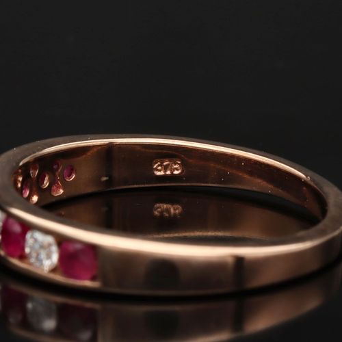 9ct Rose Gold Ruby and Diamond Half Eternity Ring image-4
