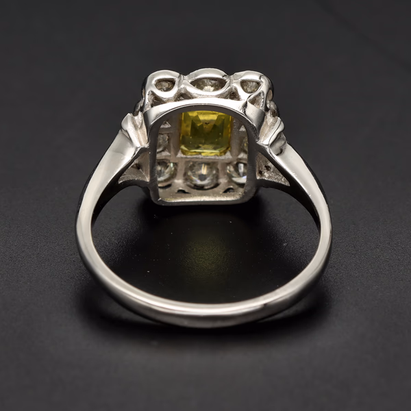 Platinum Yellow Sapphire and Diamond Ring