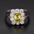 Platinum Yellow Sapphire and Diamond Ring