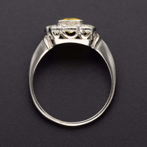 Platinum Yellow Sapphire and Diamond Ring