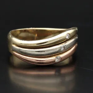 14ct Three Colour Gold and Diamonds Ring