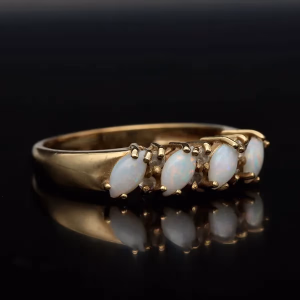 Gold Opal Diamond Ring