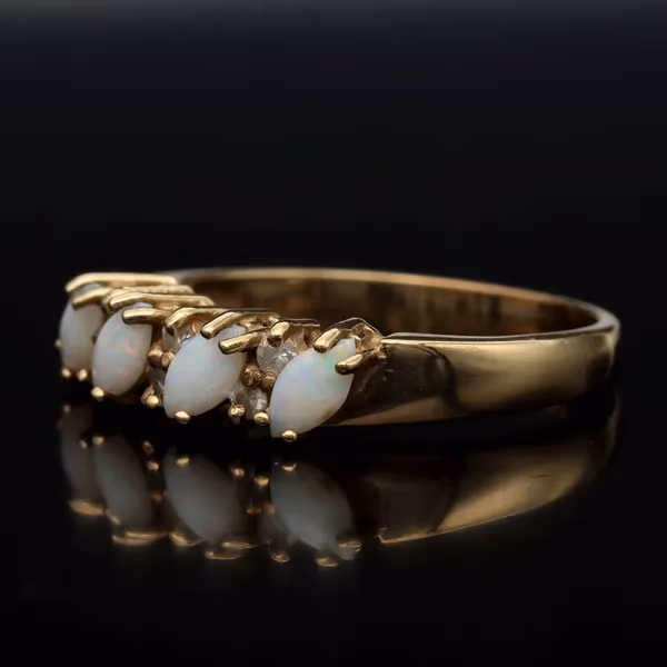 Gold Opal Diamond Ring