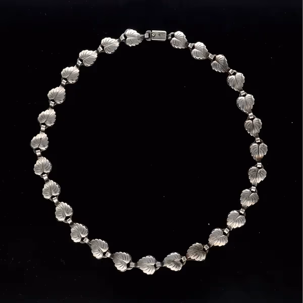 Danish Mid Century Sterling Foliate Link Necklace